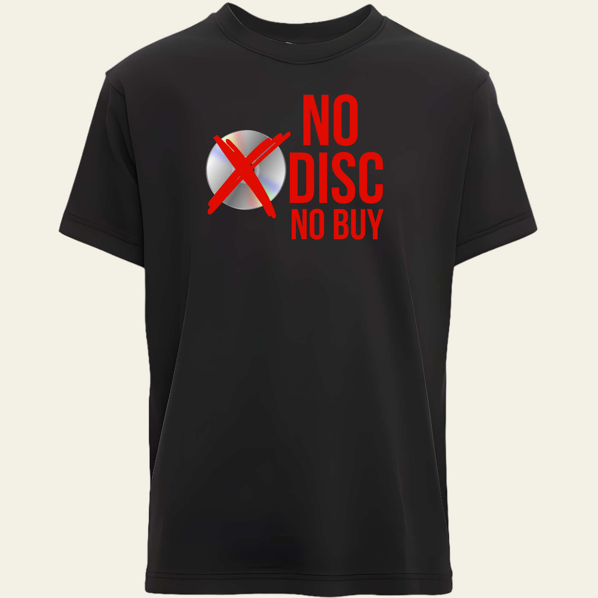 No Disc No Buy Red Lettering T-Shirt